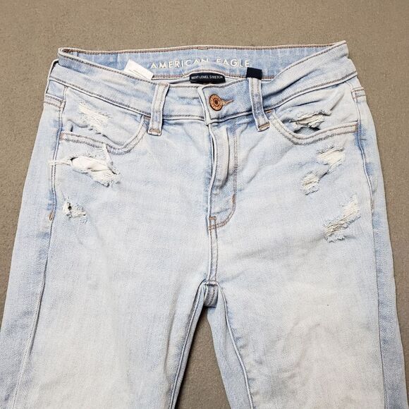 American Eagle next level Stretch Size 0 regular Hi-Rise distressed Jegging - Picture 3 of 16